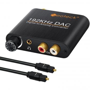 Neoteck 192kHz DAC Conversor Digital Óptical Coaxial Toslink a Analógico Estéreo L/R RCA 3.5mm Jack Audio con Volumen Ajustable Convertidor Adaptador para PS34 Xbox HD DVD Sky HD Plasma BLU-Ray
