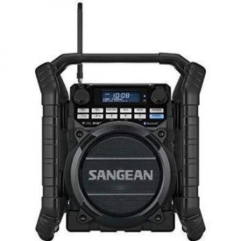 Radio de obra Sangean U-4 DBT+ DAB+/FM, Bluetooth, AUX, USB, recargable, impermeable y antichoque negra