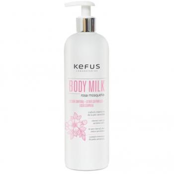 Loción Corporal Body Milk Rosa Mosqueta Kefus 500ml, hidratante, nutritiva, con aceite de rosa mosqueta, ideal para piel seca y sensible