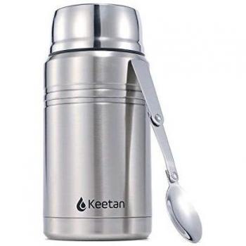 Keetan Termo para Comida, 500-750 ml, Taza Aislada de Acero Inoxidable para Alimentos y Bebidas, Termo Termico para Niños y Adultos con una Cuchara Plegable