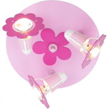 Plafón Infantil Rosa Redondo 3 Luces Flores