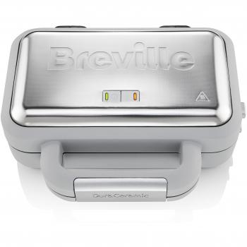 Máquina para hacer waffles Breville DuraCeramic de 2 porciones, antiadherente con placas removibles y acero inoxidable, 850W - Plata
