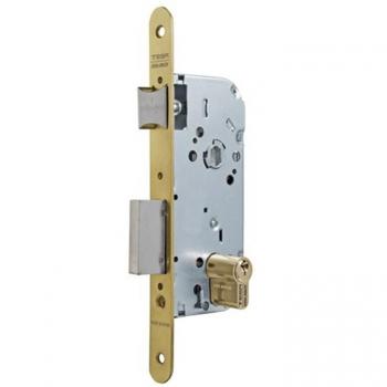 Cerradura para madera Tesa 130/58C/AE Ent-50mm, Dist-70, C/Recto, Latonada