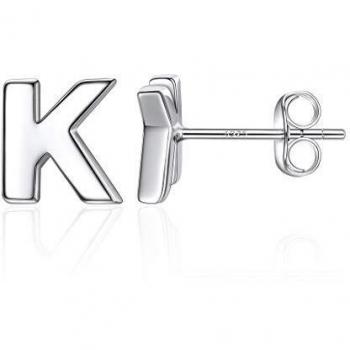 Silvora Pendientes Inicial Plata Letra K Pendientes Pequeños con Letras