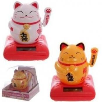 Puckator- Muñeco Solar-Gato de la Suerte JaponÃs Maneki Neko No Aplica Juguetes y Figuras, Multicolor