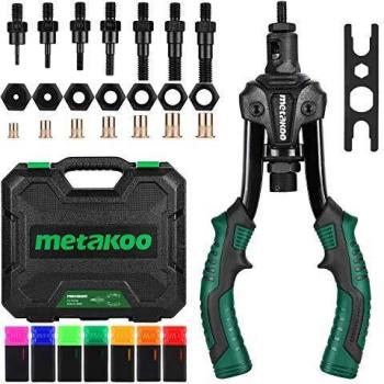 METAKOO Remachadora de Tuercas, Con7 Mandriles y 70 Tuercas de Remache