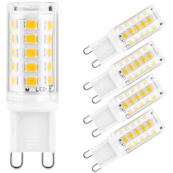Bombilla LED G9, Pack de 5 Blanco Cálido 3000K 550 Lúmenes 5W Lámpara LED G9, 50W Bombilla Halógena Equivalente, Sin parpadeo, Haz de 360 ° Lámpara de Ahorro de Energía