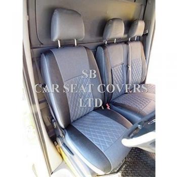Mercedes Sprinter 2007Van Fundas De Asiento gris + negro polipiel, hecho a la medida