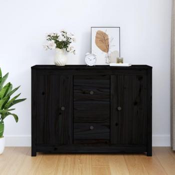 Aparador de madera maciza de pino 100x35x74 cm, Mueble de Almacenaje de Salón, Buffet para salón Moderno, Armario Auxiliar, Armario de Almacenamiento en color negro
