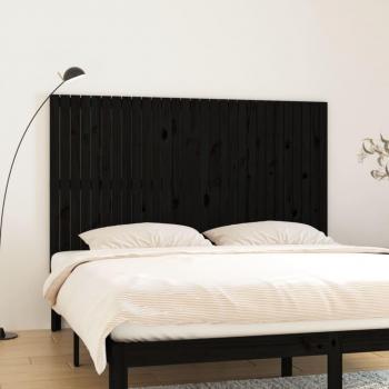 Cabecero de cama negro de pared 185x3x110 cm en madera maciza de pino