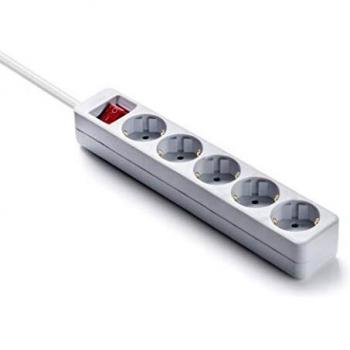 FAMATEL – Regletas ecosockets 5 tomas | Enchufes con Interruptor Luminoso | 1,5 Metros | Hasta 3680W | Protección Infantil | Orientación tomas a 45º | Evita consumos fantasma | Blanco