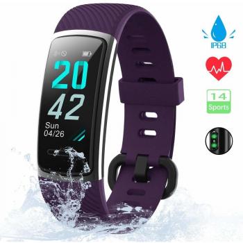 KUNGIX Pulsera Actividad Inteligente, Impermeable IP68 Pulsera Inteligente 0,96 Pulgadas Pantalla Color, Monitor Ritmo Cardíaco y Sueño 14 Modos de Deporte Mujer Hombre Niño Smartwatch Android y iOS