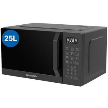 Microondas con Grill Daewoo MD-FA257GB, 25L, 1320W, Panel Digital, Color Negro