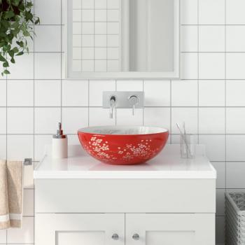 Lavabo sobre encimera redondo cerámica color azul, blanco y rojo, gris oscuro Φ41x14 cm