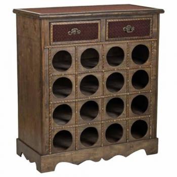 Mueble botellero de madera marrón 63x31x69,5h cm con 2 puertas