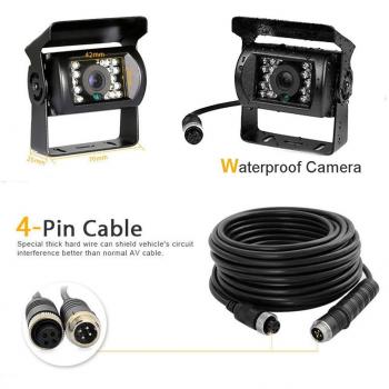 Camecho 12V-24V 4 Pins 18 LED IR Visión Nocturna Impermeable Cámara De Visión Trasera + 10 m Cable de 4 Pines para Coche/Bus/Camión/remolques/Caravana/Autocaravana/Heavy Reverse