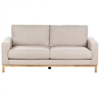 Sofá 2 Plazas Beige de Tela con Patas de Madera Clara Estilo Moderno Siggard