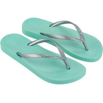 Chanclas Ipanema Anatómicas Tan Mujer en Color Verde y Plateado