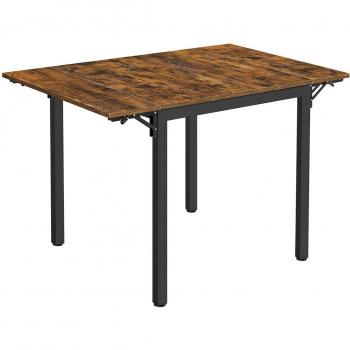 Mesa de Comedor Extensible Plegable para 2-4 Personas, Marrón Rústico y Negro, Ideal para Espacios Pequeños