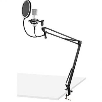 VONYX CMS300S - Estudio Set - Micrófono de condensador USB con brazo articulado y con filtro antipop, ideal grabación de voz, color negro