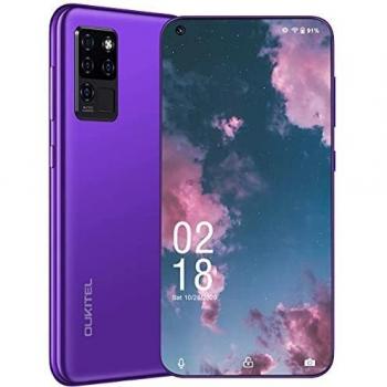 Teléfono Móvile Libre 4G, Teléfono Celular OUKITEL C21 Moviles Baratos y Buenos Android 10, Smartphone 64GB+4GB, 6.4 Pantalla Perforada 1080P, Cámara 20MP+16MP Dual SIM, 4000 mAh Bateria, Morado