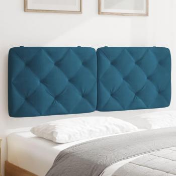 Cabecero de cama acolchado en terciopelo azul de 140 cm