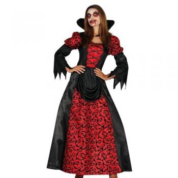 Disfraz de Vampiresa Bordado Rojo y Negro - Talla L 42-44
