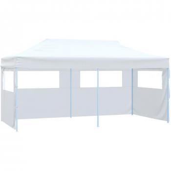 Gazebo plegable de acero blanco con 4 paredes, dimensiones 3x6 m
