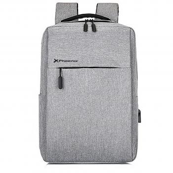 Mochila Phoenix Michigan para Portátil de hasta 15.6 Pulgadas con Cable USB en Color Gris