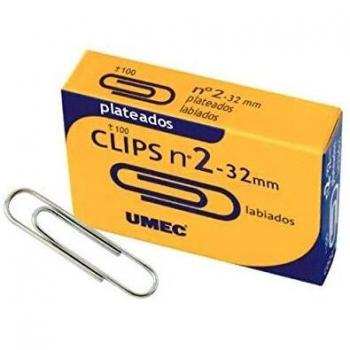 Umec 129313 - Pack de 100 clips labiados, niquelados, 32 mm