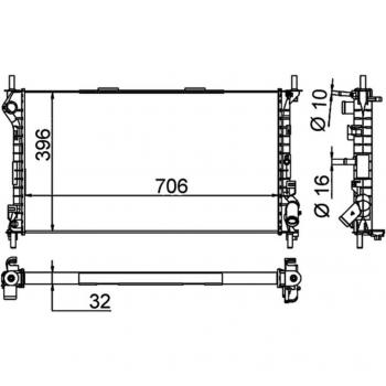 Radiador de refrigeración del motor MAHLE ORIGINAL CR 1196 000P para vehículos con climatizador, características: aletas unidas mecánicamente