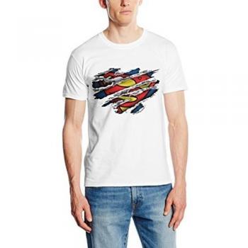 DC Comics Camiseta Manga Corta Superman Torn Logo Blanco/Multicolor M