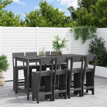 Set de Bar de Jardín 9 Piezas Madera Maciza de Pino Gris