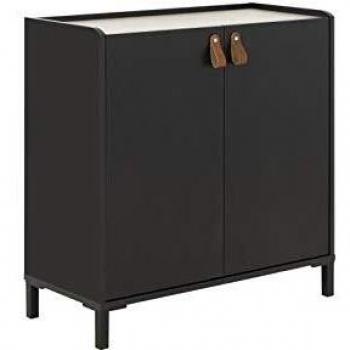 Mueble de almacenaje 2 puertas Diagone Ámsterdam - l81 cm - negro - Fabricación francesa