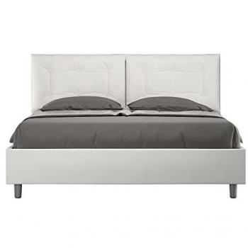 Cama Matrimonial Annalisa 160x200 cm Símil Piel Blanca con Base Acolchada