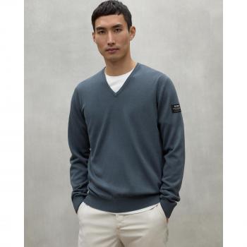 Jersey de Hombre Ecoalf de Punto Fino en Gris, Cuello Pico, Casual, Sostenible, Lana, Manga Larga (XXL)