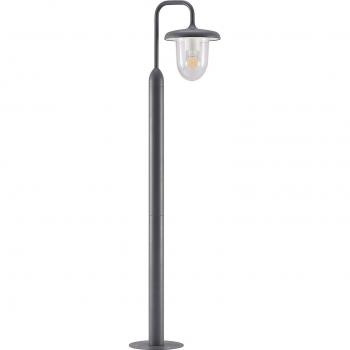 Bolardo luminoso Prios Larkumi con casquillo E27, moderno, gris, hecho de aluminio, 1 llama, diseñado para iluminación de senderos y balizas