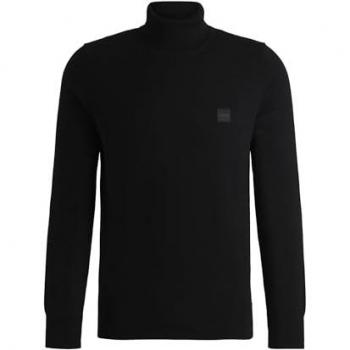 BOSS Akiro Regular Fit Black Turtleneck Sweater for Men