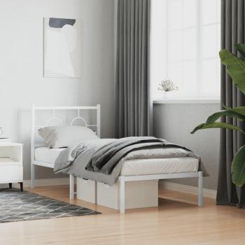 Estructura de cama de metal con cabecero blanco 75x190 cm Vidaxl Blanco