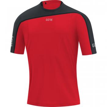 GORE Wear, Hombre, Camiseta transpirable de manga corta para correr, GORE R7 Shirt, Talla: L, Color: Rojo/Negro, 100099