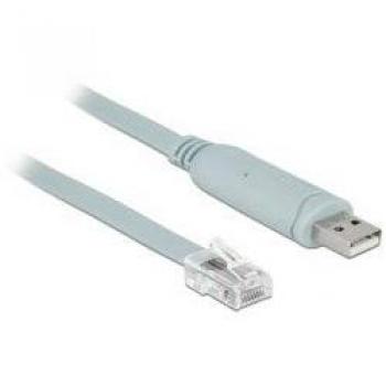 Adaptador USB 2.0 Tipo-A a Serial RS-232 RJ45 de 5 m - Cable de Consola Gris