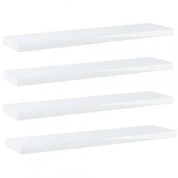 vidaXL Bookshelf Boards - 4 pcs High Gloss White, 40x10x1.5 cm, Engineered Wood