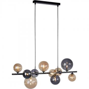 Lámpara colgante Art Déco negra con humo y oro 10 luces - Wess