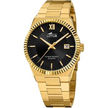 Reloj Lotus Freedom 18837/3 para Hombre con Esfera Negra y Correa de Acero Dorado