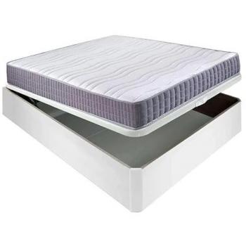 Colchón Viscoelástico 19 cm Alta Firmeza + Canapé Abatible Madera 3D Transpirable 34 cm Blanco - 135x190 cm