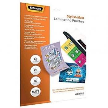 Plastificador Fellowes 5602201 - Fundas de Plastificar Mate A3 de 80 micras (25 unidades)