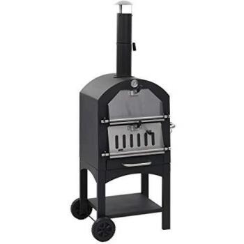 vidaXL Horno Pizza Exterior Carbón Arcilla Refractaria con Ahumador Barbacoa