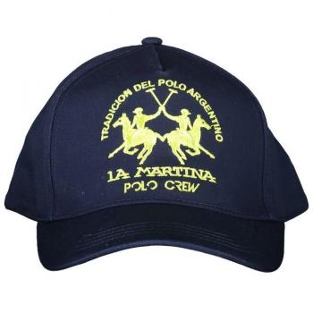 La Martina Blue Cotton Caps for Men - ONE SIZE with Visor