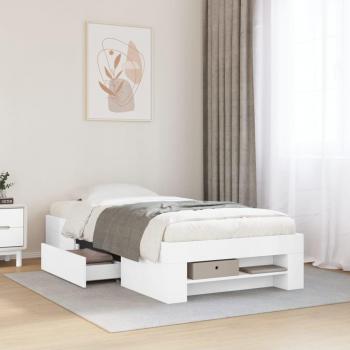 Estructura de Cama de Madera de Ingeniería Blanca 90x190 cm