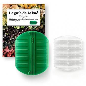 Lékué Kit Estuche de Vapor con Libro y Bandeja, Silicona, Verde Esmeralda, 3-4 personas